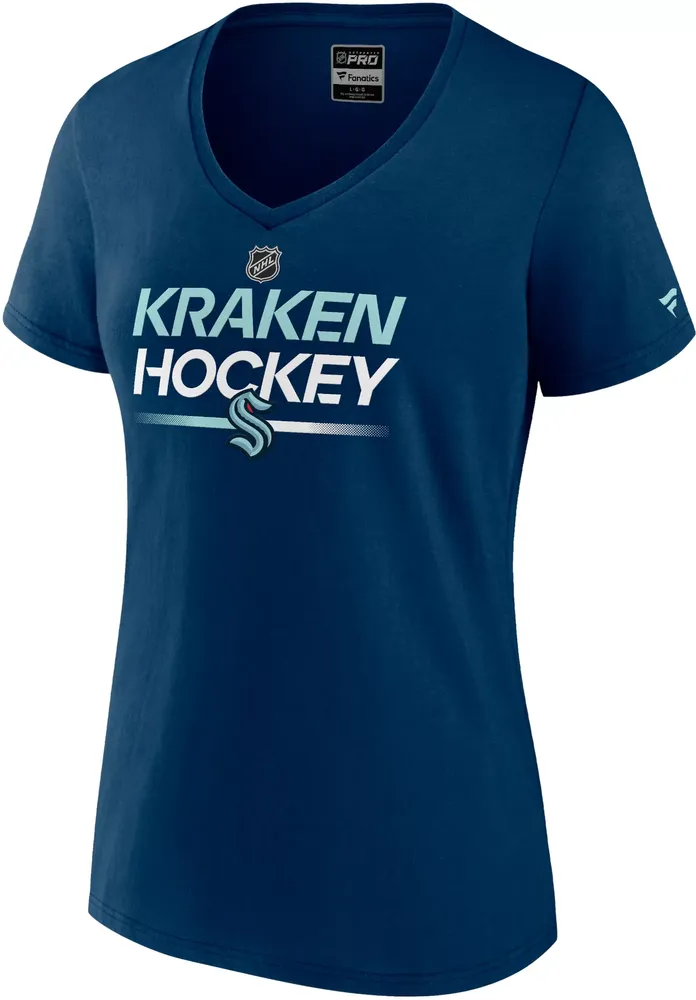 NHL Women's Seattle Kraken 2023 Authentic Pro Prime Navy T-Shirt