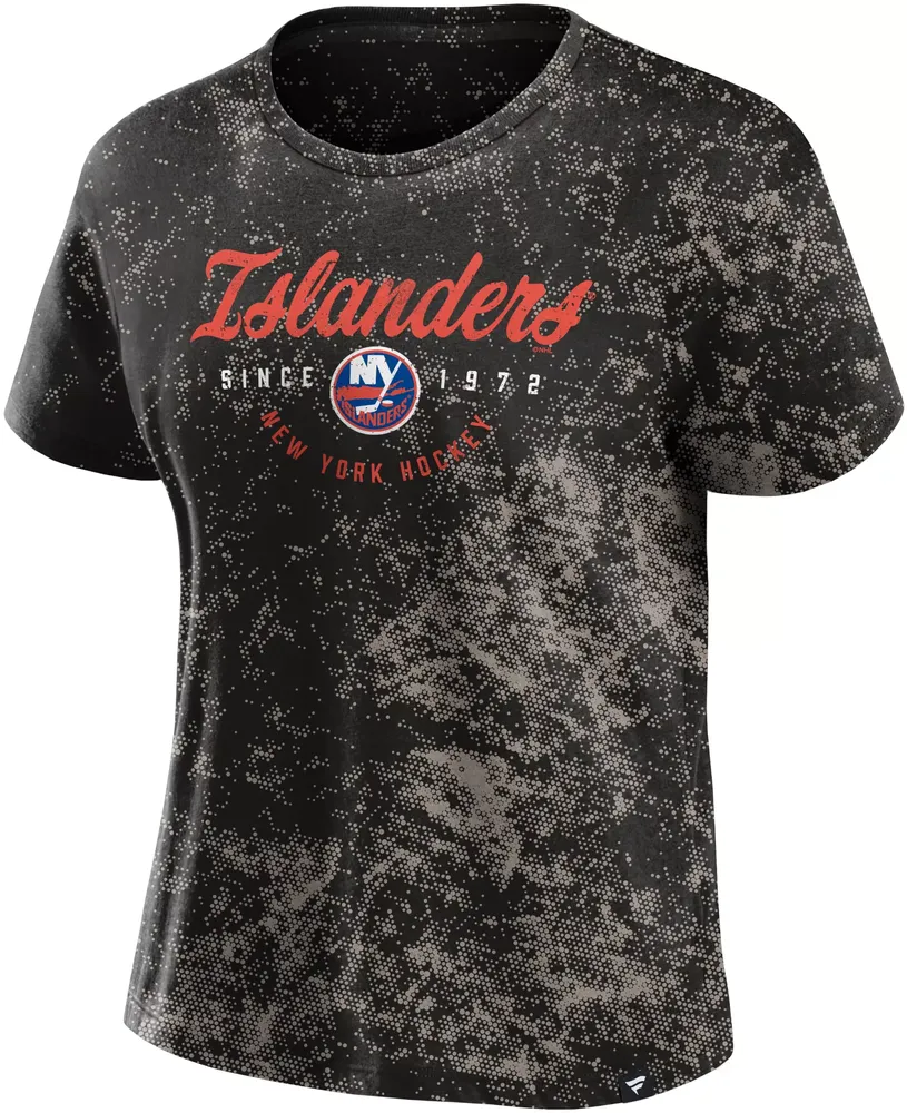 NHL Women's New York Islanders Bleach Dye Black T-Shirt