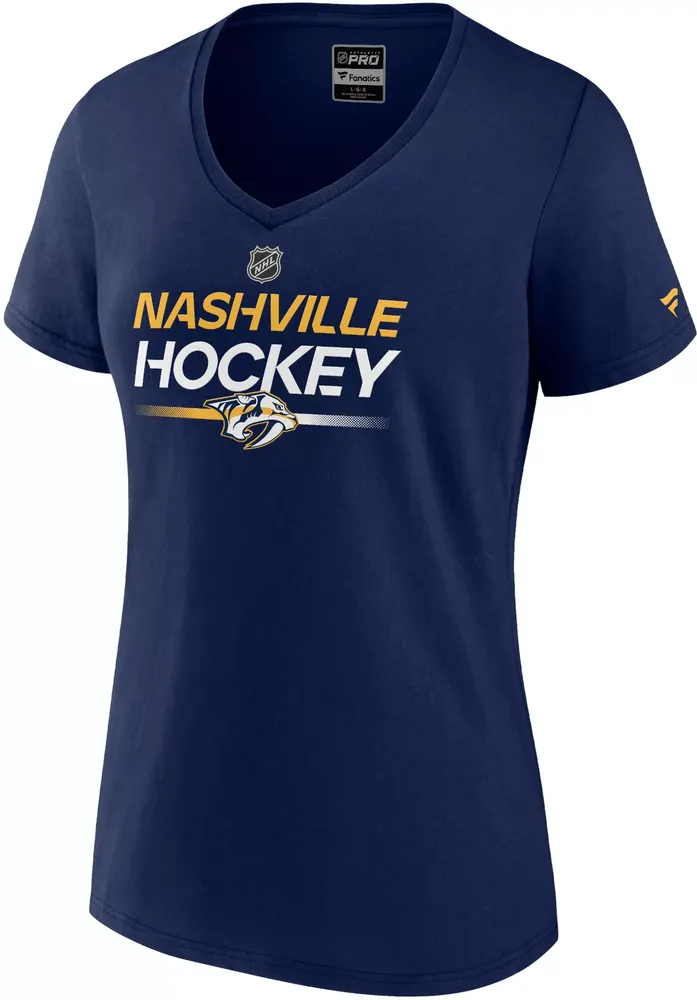 NHL Women's Nashville Predators 2023 Authentic Pro Prime Navy T-Shirt