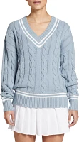 Prince Women's Classic Cable Knit Tennis Sweater