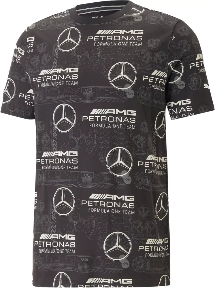 Puma Mercedes F1 Black All Over Print T-Shirt