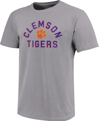 Image One Men's Clemson Tigers Grey Retro Stack T-Shirt