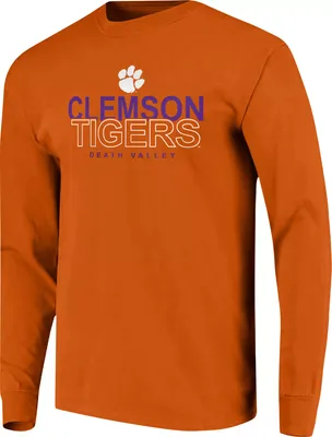 Image One Men's Clemson Tigers Orange Overtype Logo Long Sleeve T-Shirt