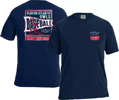 Image One Men's Florida Atlantic Owls Blue Baseball Flag T-Shirt