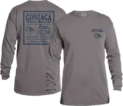 Image One Men's Gonzaga Bulldogs Grey Vintage Poster Long Sleeve T-Shirt