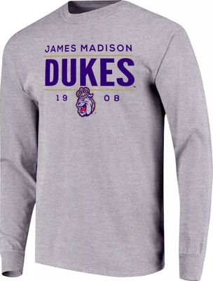 Image One Men's James Madison Dukes Grey Traditional Long Sleeve T-Shirt