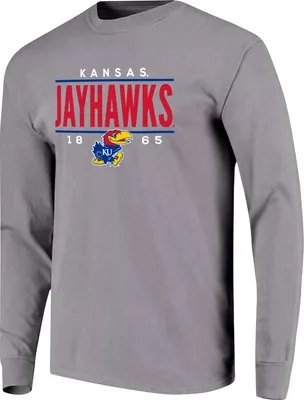 Image One Men's Kansas Jayhawks Grey Traditional Long Sleeve T-Shirt