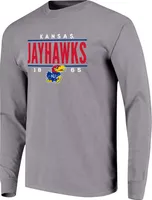 Image One Men's Kansas Jayhawks Grey Traditional Long Sleeve T-Shirt