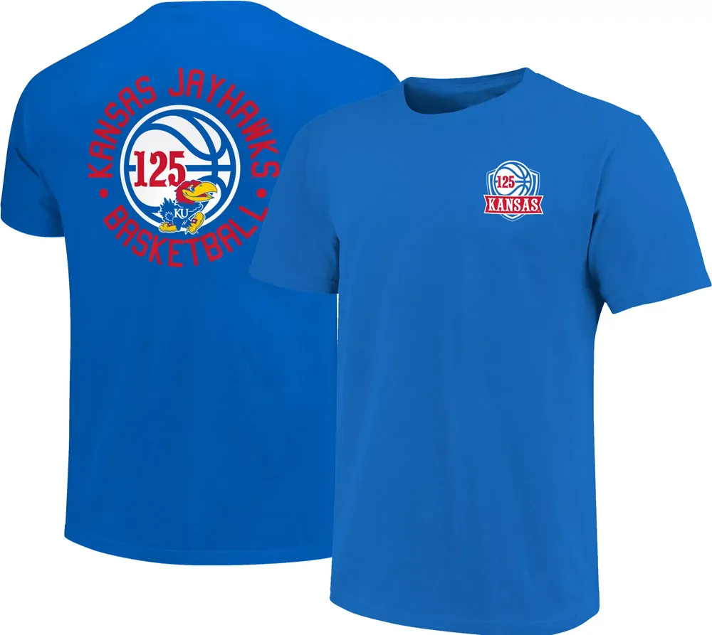 Image One Men's Kansas Jayhawks Blue 125th Anniversary Basketball T-Shirt