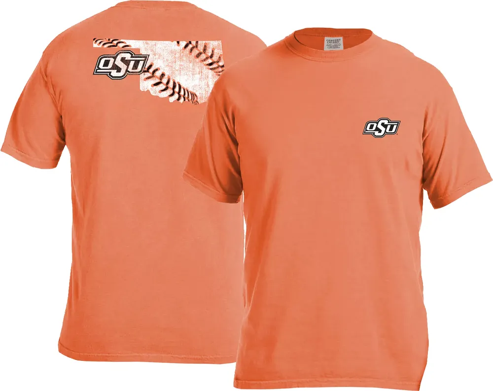 Image One Men's Oklahoma State Cowboys Orange Baseball Laces T-Shirt