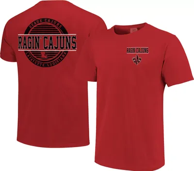 Image One Men's Louisiana-Lafayette Ragin' Cajuns Red Striped Stamp T-Shirt