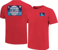 Image One Men's Ole Miss Rebels Red Baseball Ticket T-Shirt