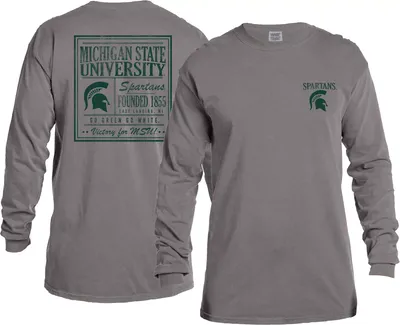 Image One Men's Michigan State Spartans Grey Vintage Poster Long Sleeve T-Shirt
