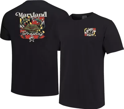 Image One Men's Maryland Terrapins Black Crab State Flag T-Shirt