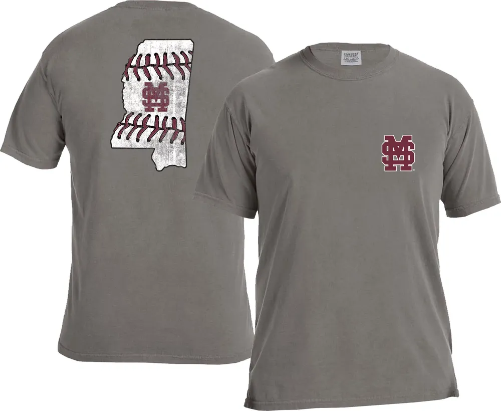 Image One Men's Mississippi State Bulldogs Grey Baseball Laces T-Shirt