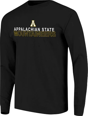 Image One Men's Appalachian State Mountaineers Black Overtype Logo Long Sleeve T-Shirt