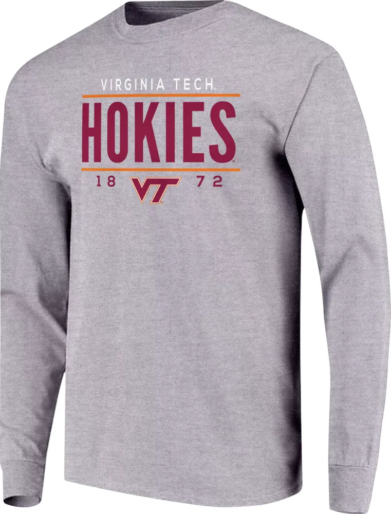 Image One Men's Virginia Tech Hokies Grey Traditional Long Sleeve T-Shirt