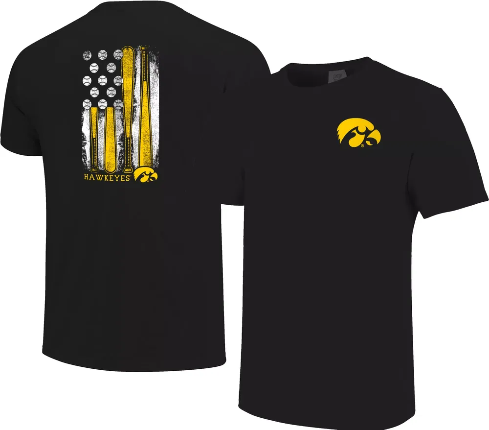 Image One Men's Iowa Hawkeyes Black Flag T-Shirt