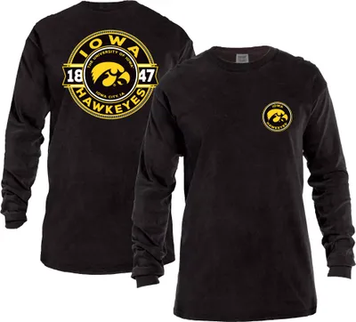 Image One Men's Iowa Hawkeyes Black Rounds Long Sleeve T-Shirt