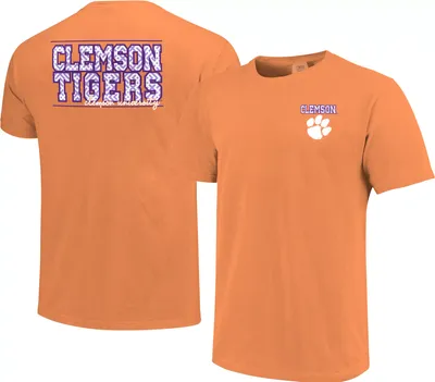 Image One Women's Clemson Tigers Orange Block Letter T-Shirt