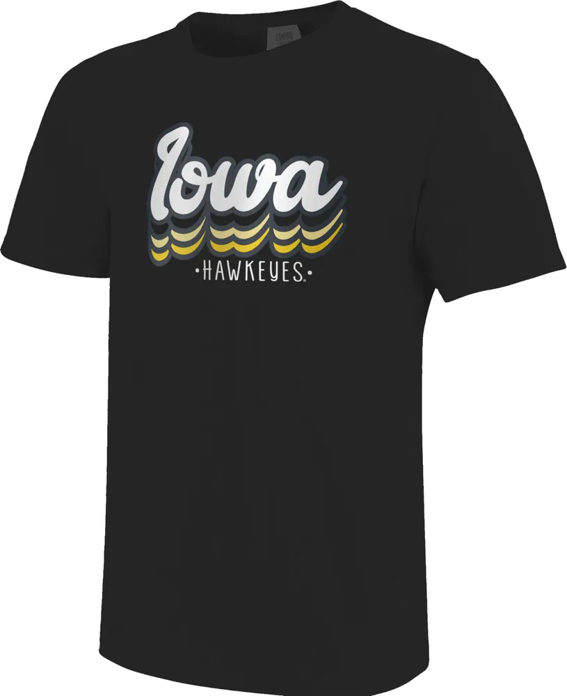 Image One Women's Iowa Hawkeyes Black Retroscript T-Shirt