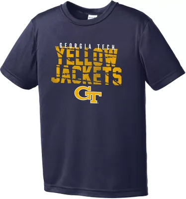 Image One Youth Georgia Tech Yellow Jackets Navy Destroyed Competitor T-Shirt