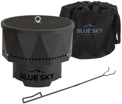 Blue Sky Outdoor Living The Ridge Smokeless Portable Fire Pit with Spark Screen and Screen Lift