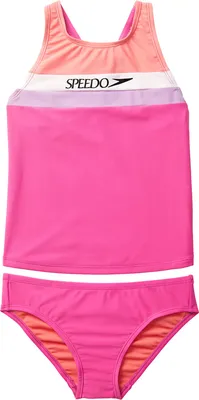 Speedo Girls' Horizontal Splice Tankini Set