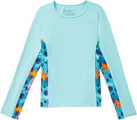 Speedo Girls' Long Sleeve Printed Splice Rashguard