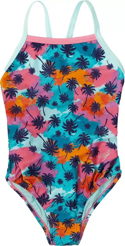 Speedo Girls' Print Propelback One Piece Swimsuit