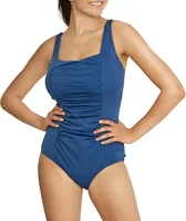 Speedo Women's Solid Shirred One Piece Swimsuit