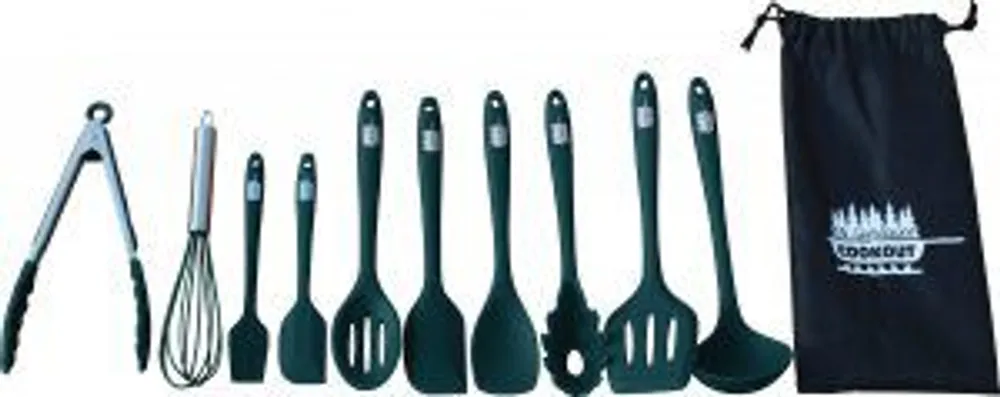 Mr. Outdoors Cookout 10 pc. Green Silicone Coated Utensil Set with Carry Bag