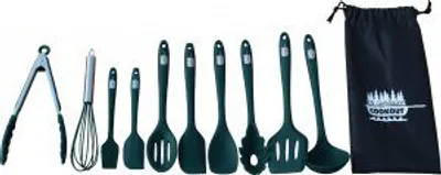Mr. Outdoors Cookout 10 pc. Green Silicone Coated Utensil Set with Carry Bag