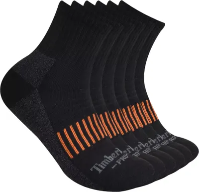 Timberland Pro Men's Half Cushion Quarter Socks - 6 Pack