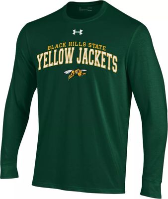 Under Armour Men's Black Hills State Yellow Jackets Forest Green Performance Cotton Longsleeve T-Shirt