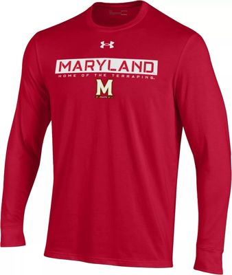 Under Armour Men's Maryland Terrapins Red Performance Cotton Longsleeve T-Shirt