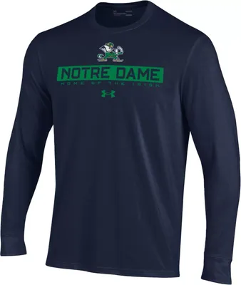 Under Armour Men's Notre Dame Fighting Irish Navy Performance Cotton Longsleeve T-Shirt