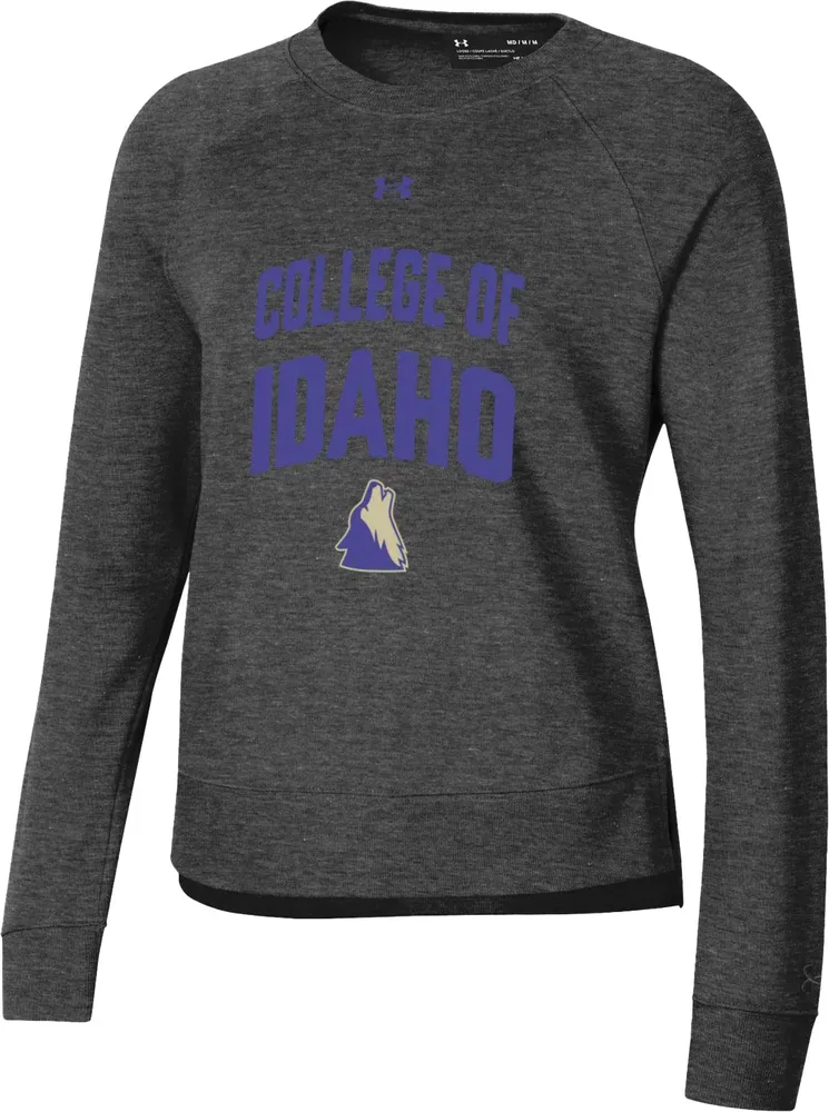 Under Armour Women's College of Idaho Yotes Black Heather All Day Crewneck Sweatshirt