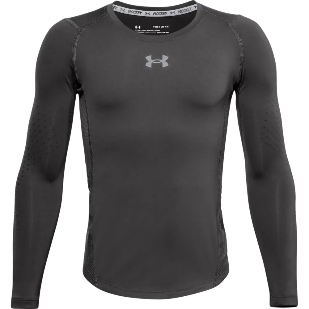 Under Armour Boys' Fitted Grippy Long Sleeve Hockey Baselayer Shirt