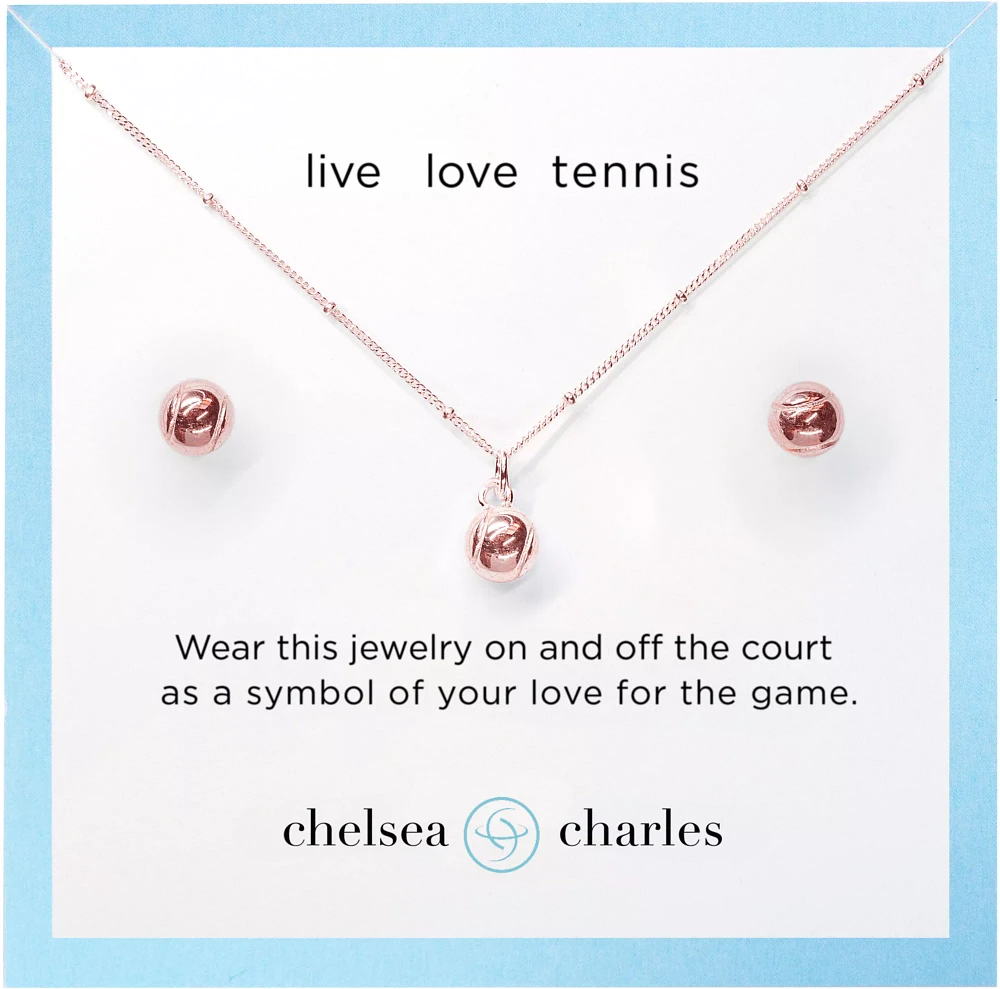 Chelsea Charles Tennis Ball Charm Necklace and Earrings Gift Set