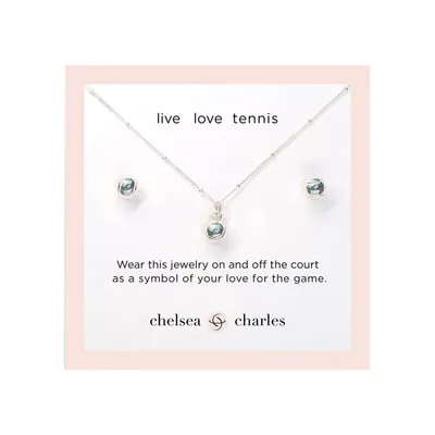 Chelsea Charles Girls Tennis Ball Charm Necklace and Earrings Gift Set