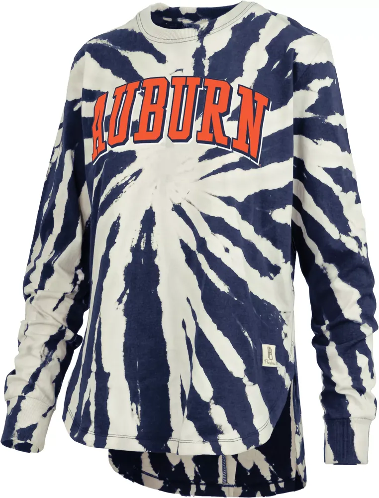 Pressbox Women's Auburn Tigers Blue Tiedye Longsleeve T-Shirt