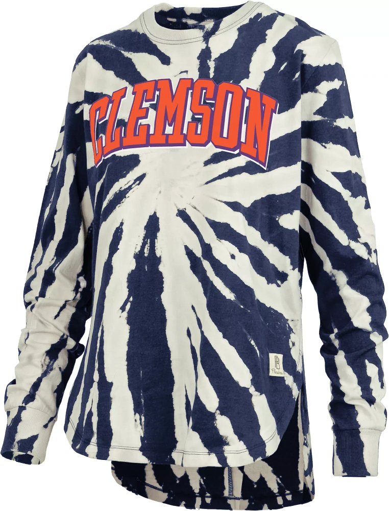 Pressbox Women's Clemson Tigers Navy Tiedye Longsleeve T-Shirt