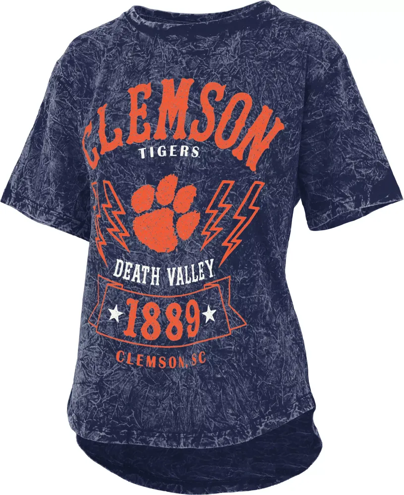 Pressbox Women's Clemson Tigers Navy Acidwash T-Shirt