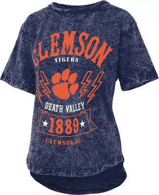 Pressbox Women's Clemson Tigers Navy Acidwash T-Shirt