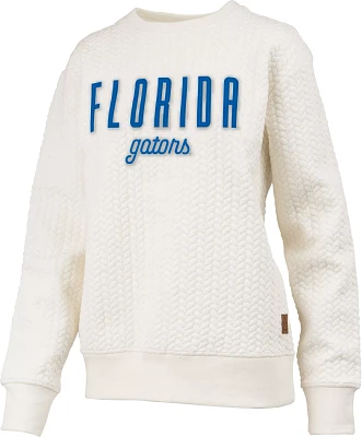 Pressbox Women's Florida Gators Ivory Cable Crew Sweater