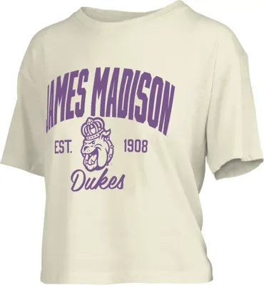 Pressbox Women's James Madison Dukes White Knobie Crop T-Shirt