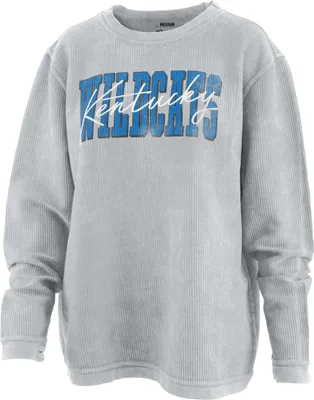 Pressbox Women's Kentucky Wildcats Grey Corded Crew Pullover Sweatshirt