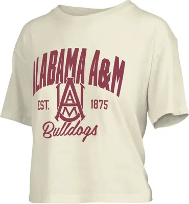 Pressbox Women's Alabama A&M Bulldogs White Knobie Crop T-Shirt