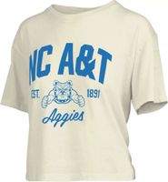 Pressbox Women's North Carolina A&T Aggies White Knobie Crop T-Shirt